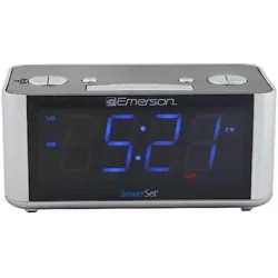 The clock radio features a large and easy-to-read LED display. The alarm displays the month and date with the touch of...