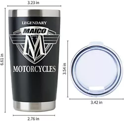 Maico Legendary Motorcycle Mug. 20 ounce Stainless Steel Mug with Lid. Great for Coffee or your favorite drink. Etched...