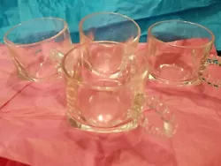 Set of 4 Bead Handle Square Bottom Glass Cups.  Im not sure of the brand or pattern of these so I just descrbed...