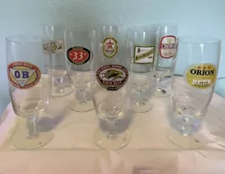 Vintage SASAKI Glassware Set Of 8 Beer Brand Stemmed 8” Glasses.