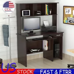 The desk showcases an ample work surface, open storage areas for your CPU, printer, binders, books, and other...