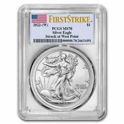 PCGS certification combined with the FirstStrike® designation adds to the collectible value of this 2022-(W) Silver...