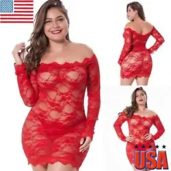 Suitable for occasions: Vacation, Party, Commute. Features: plus size pajamas floral lace off-shoulder perspective...