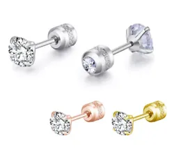 Stainless Steel, CZ, cubic zirconia, cubic zircon. Surgical Stainless steel stud earrings. About this Item: Screw Back...