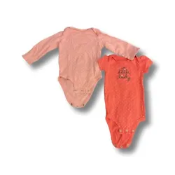 Excellent condition baby girl size 18 month onesies set! Includes pink long sleeve polka dot with small stain on...