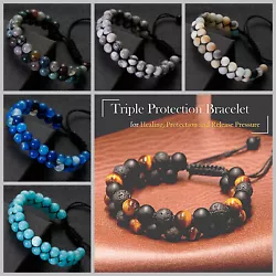 IMPRESSIVE HANDCRAFT - The Triple Protection Bracelet associate in one piece the most protective stones, tigers eye and...