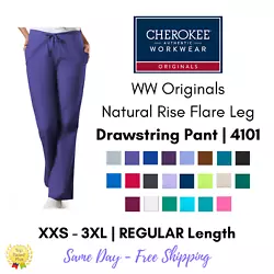 Cherokee Workwear Originals Flare Leg Drawstring Pant | 4101. Natural rise, flare leg. Adjustable front drawstring with...