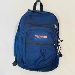 Jansport Backpack Navy Blue 3 Compartment Padded Back And Straps Book Bag.