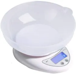 The digital kitchen scale has a built-in high-precision load sensor with a capacity of 5kg and an accuracy of 1g....