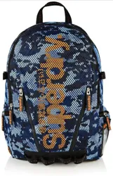 This Superdry backpack is a must-have for any fashion-forward man. The mesh camo blue/hazard orange color combination...
