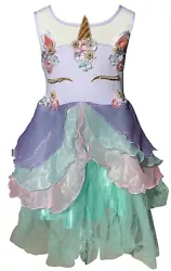 Deluxe Sleeveless Unicorn Girl Dress. These dresses are piece adorned with flowers and pearl details on the front that...