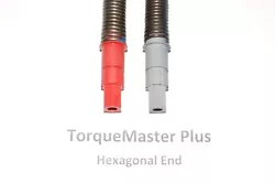The TorqueMaster Plus springs have a hexagon winding end with groves, are generally plastic ( not always), and were...