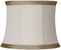 Ivory Linen with Taupe Trim Lamp Shade 14x16x12 (Spider). A triple pleated taupe trim sets this ivory linen shade...