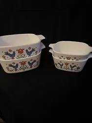 Corning Ware Country Festival Blue Bird Baking Dishes In 2 Sizes-4 Total-no Lids. 2 different sizes of casserole...