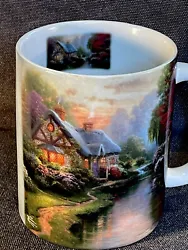 Thomas Kinkade Amcal QUIET EVENING Cabin River Scene Coffee Mug Cup Great mud. Realistic painting from Thomas Kincade....