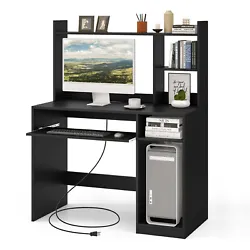 Large desktop provides ample storage space for your files and other office supplies while the top hutch with...