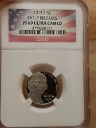 2013-S NGC MONTICELLO Jefferson Nickel PF69 ULTRA CAMEO EARLY RELEASES.