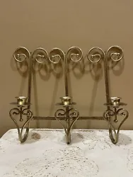 Vintage Home Interior Brass Heart Triple Candle Holder Wall Sconce . Condition is Used. Shipped with USPS Priority Mail.