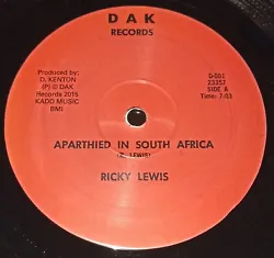 Side A : Apartheid In South Africa / Version. Side B : African Strugller / Version. Liens audio Genre : Ultra Killer...