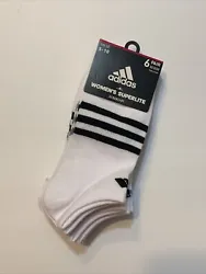 Adidas Womens Superlite Aeroready 6 Pair No Show Socks Sz M 5-10. White/Black/Light Onix. New with tags