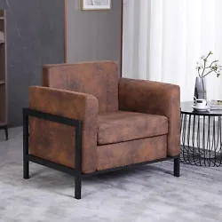Modern Faux Leather Armchair Single Sofa Living Room w/Upholstered Chair. The deep seat and comfortable back add to the...