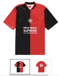 Supreme Split Soccer Jersey Black Red Size Small. Gran you ready to ship supreme jersey