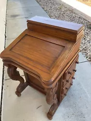 Traditional Davenport Captains Desk in very good condition (as found with light cleaning). Beautiful carvings on front...