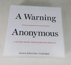 A Senior TRUMP Administration Official. A WARNINGby Anonymous. The condition of this CD Novel is EXCELLENT! - see pics....