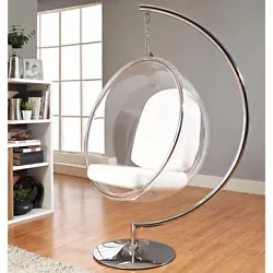 Eero Aarnio Style Standing hanging Bubble Chair With silver PU leather Cushion with stand included. Eero Aarno-style...