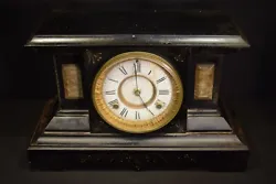 Clock is running but will need cleaning and oiling as found condition dial is rough and case is in need of a repaint.