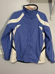 Women’s Columbia Jacket Size Small Blue White Waterproof Shell Or Rain Coat. Omnitech technology #79