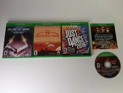 Xbox One Game Lot Sudden Strike 4, Just Dance 2016, Geometry Wars, Surviving Mars. Condition is 