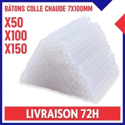 Quantité : x50, x100, x150 pièces (au choix). Diamètre du bâton de colle : 7 mm.