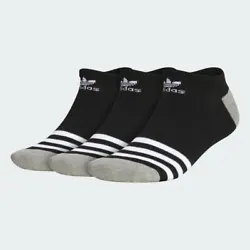 3 Pair of Adidas Athletic No Show / Ankle Socks. Colors May Appear Differently on Computer Monitors Due to Brightness...
