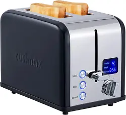Defrost function toasts frozen bread and warms it quickly without burning. Bagel function toasts the cut side of bagels...
