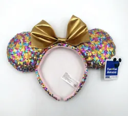 Disney Confetti Sequins Rainbow Minnie Mouse Ears BRAND NEW.