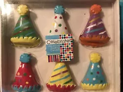 Celebrate Floating Candles Set NIB 6 Birthday party hats - New & Colorful. Condition is 