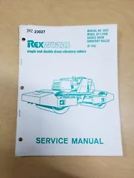 RexWorks SP-1100B Double Drum Vibratory Roller Parts Manual.