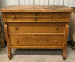 Antique Birdseye Maple Chest of Drawers Dresser Needs work but I liked it just the way it is so I choose to leave it...