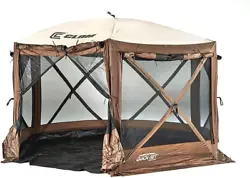 CLAM Quick-Set Pavilion Camper 12.5 X 12.5 Foot Portable Pop-Up Camping Outdoor Gazebo Screen Tent 6 Sided Canopy...