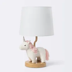 •Plush unicorn table lamp •Includes 1 LED bulb •Features a drum-shape shade •Metal base •One-way (on/off)...