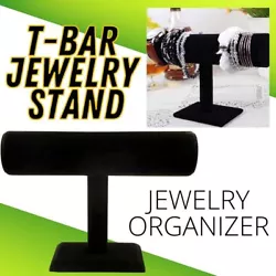 T-Bar Stand for Necklaces & Bracelets Black velvet Holder Organizer Jewelry Watches Display Tier Stand by...