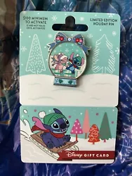 2022 Disney Parks Holiday Christmas Stitch Snow Globe Gift Card Pin NEW Zero Val. ZERO DOLLAR VALUENumbers on back not...