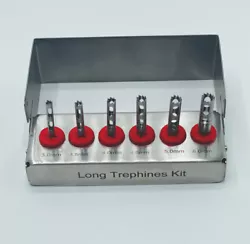 Dental Trephine Drills Long Kit / Dental Implant Surgical Surgery Kit 6pcs #163.