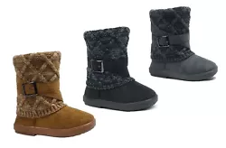 New Infant Toddler Girls Winter Casual Buckle button Faux Fur Suede knitting bootie. Rubber sole,Soft sole, more like...