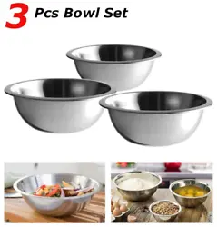 3 Pcs Assorted Sizes Stainless Steel Kitchen Cooking Serving Set Food Mixing Bowls. Easy Cleaning: Dishwasher Safe and...