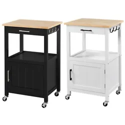 DURABLE: the rolling kitchen cart is made of high quality materials, pinewood, particle board and MDF with a coating...