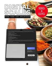 Digital Pocket Scale 500g x 0.01g Jewelry Gram Gold Silver Coin Herb Food Scale. Weighing Uses: Gun Powder for...