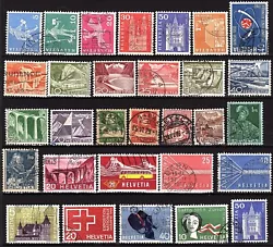 Lot 30 timbres oblitérés SUISSE CONFEDERATION HELVETIQUE 1906 à 1969 différents.