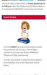 Get ready for a homerun with this limited edition 2023 Philadelphia Phillies Peanuts Peppermint Patty Bobblehead SGA!...